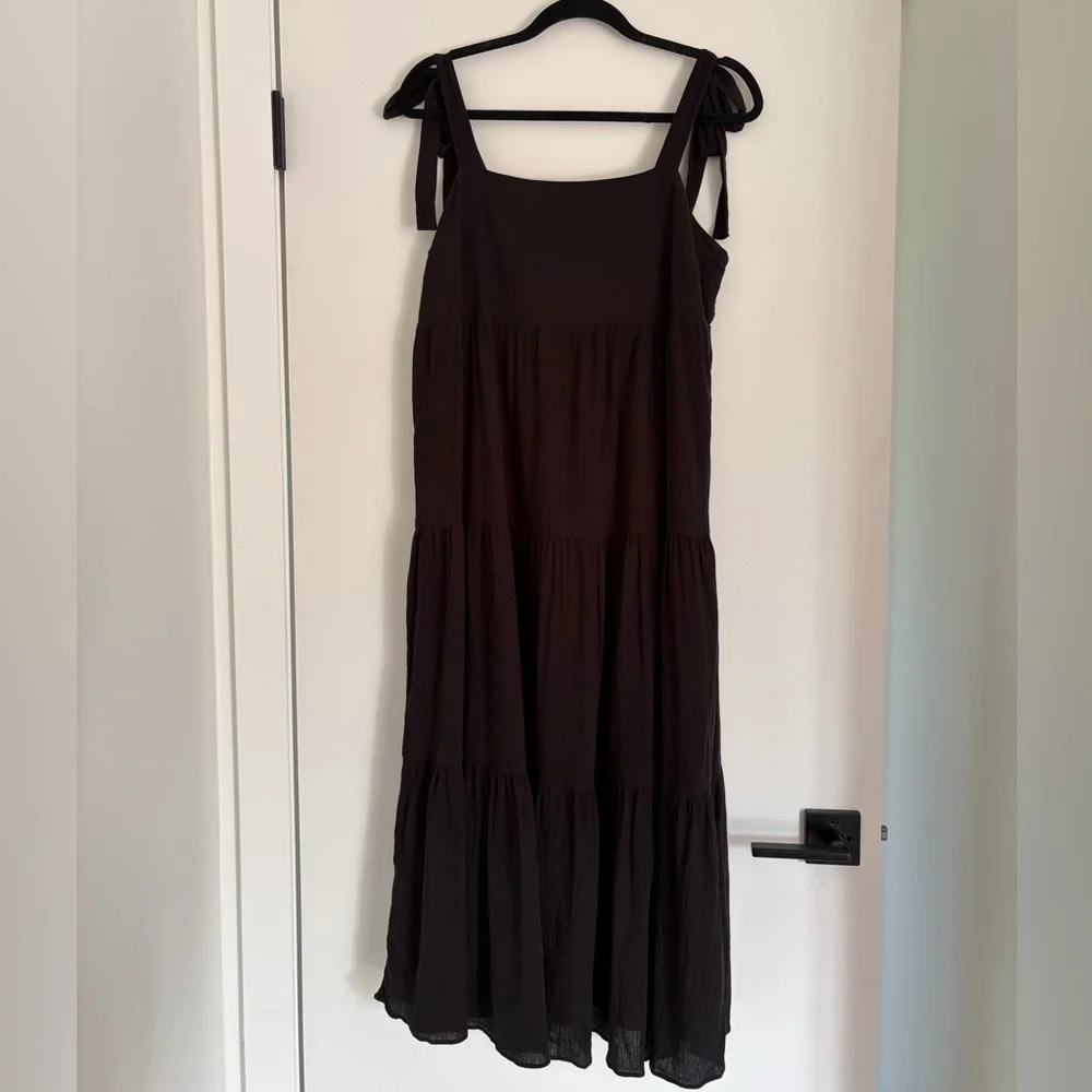 Madewell Tie-Strap Tiered Maxi Dress in Black - Picture 4 of 10